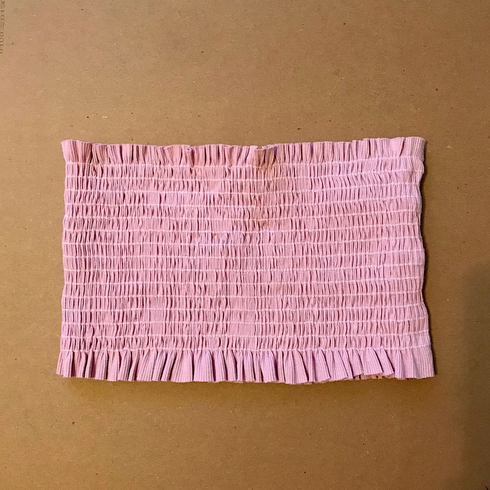 Akira Pink Smocked Cropped Tube Top Bandeau Top